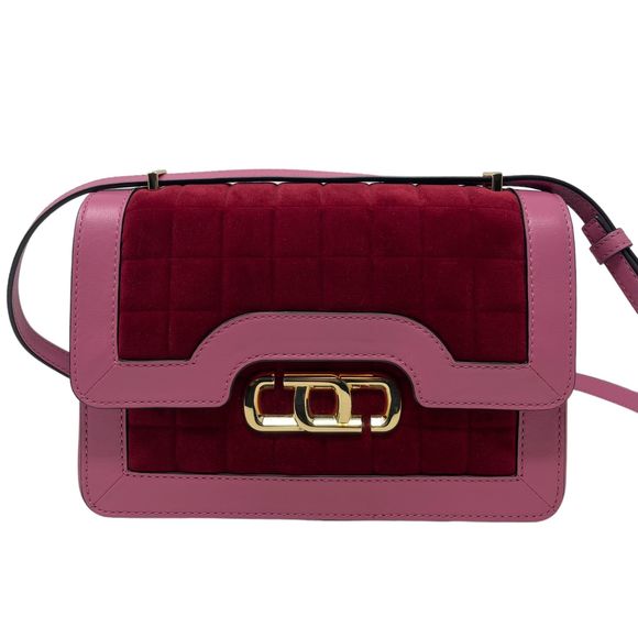 *RARE* MARC JACOBS The J Link Quilted Velvet & Leather Shoulder Bag - Pink & Red - Picture 3 of 14